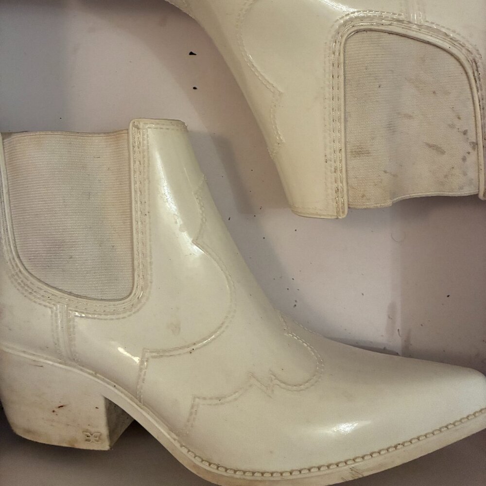 Sam Edelman White Chelsea Ankle Boots
